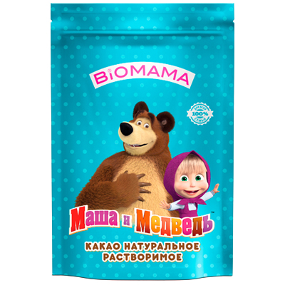 Какао-напиток растворимый гранулированный BIOMAMA Маша и медведь дой пак 150г